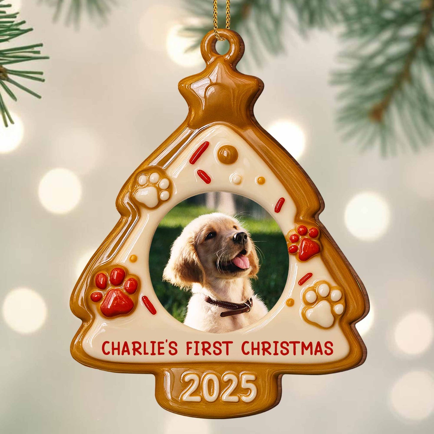 Your Pet's First Christmas, Paw Prints And Festive Decor