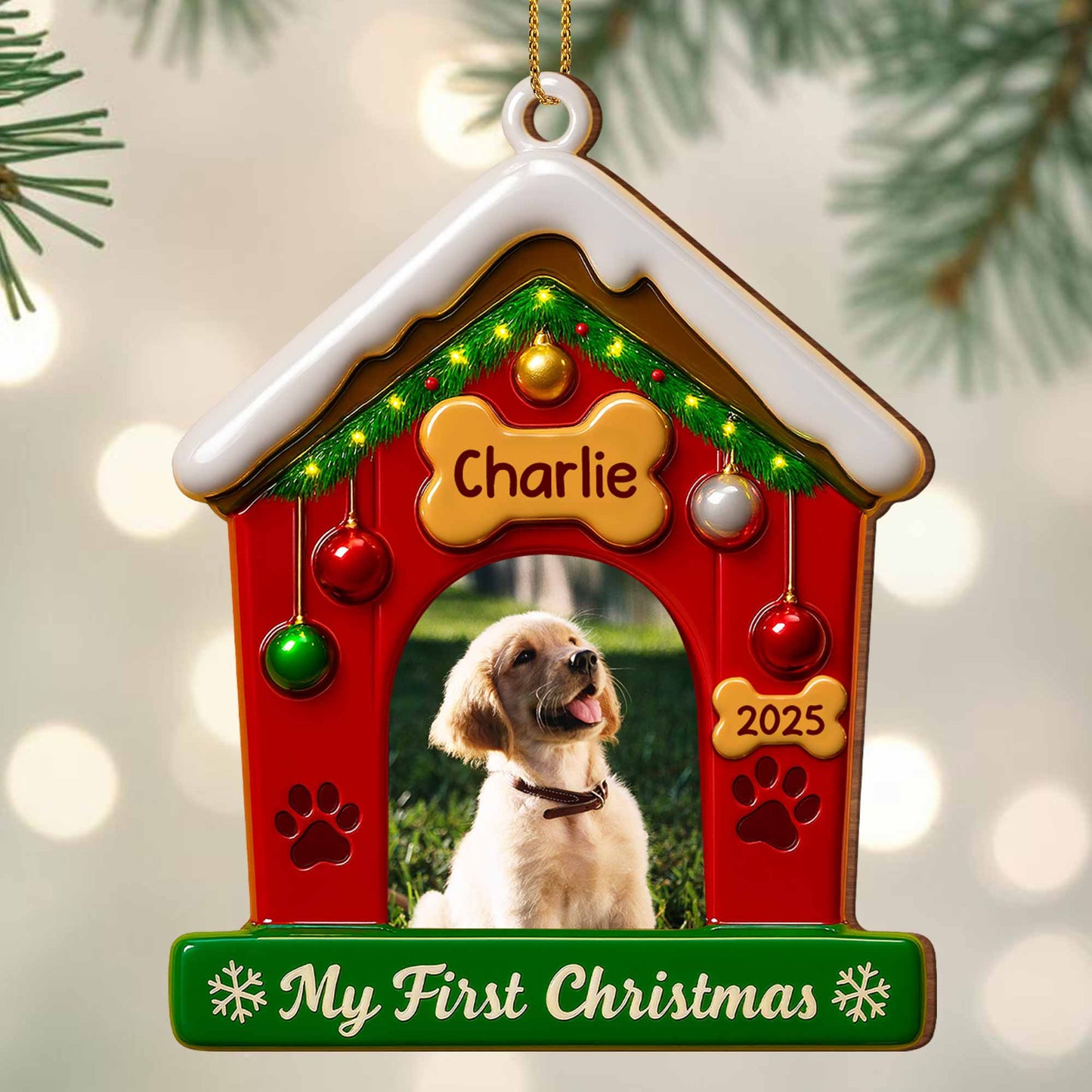 My First Christmas With Dog And Festive Decorations