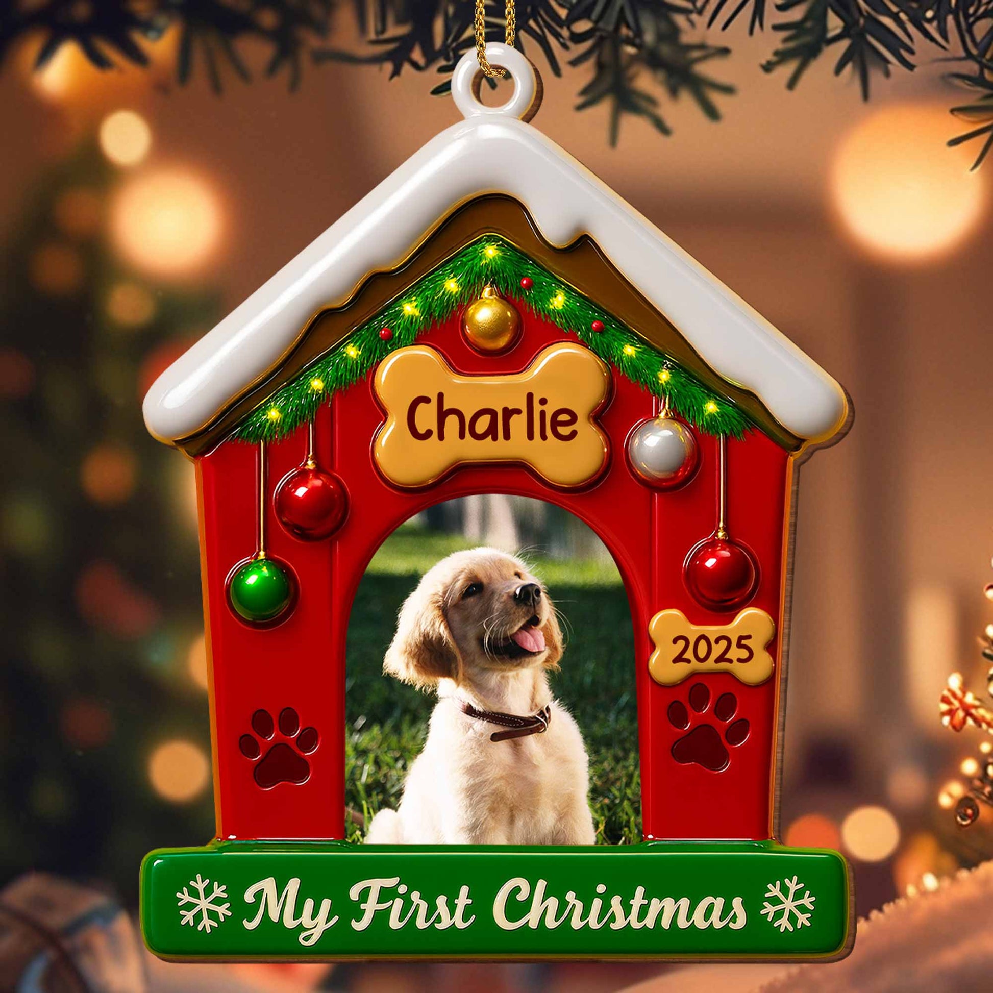 My First Christmas With Dog And Festive Decorations