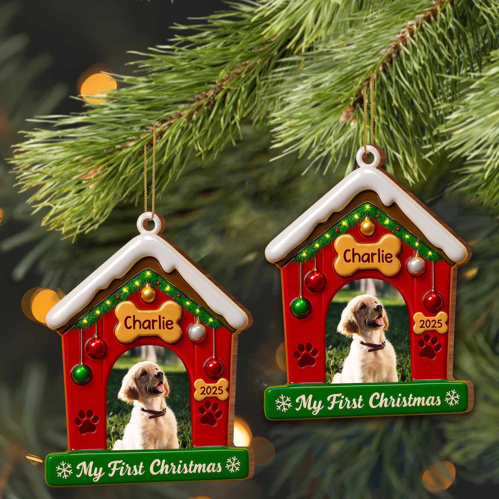 My First Christmas With Dog And Festive Decorations