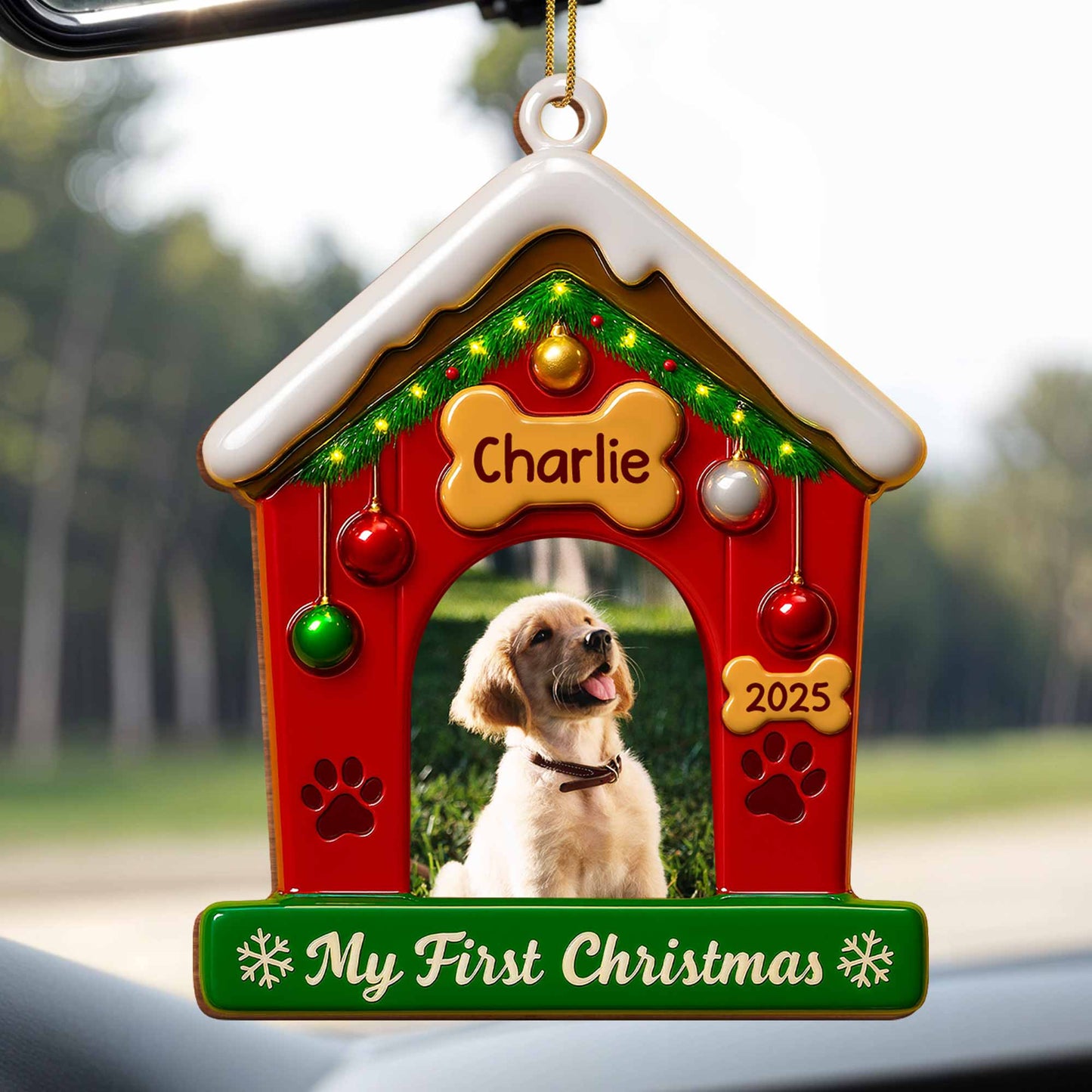 My First Christmas With Dog And Festive Decorations