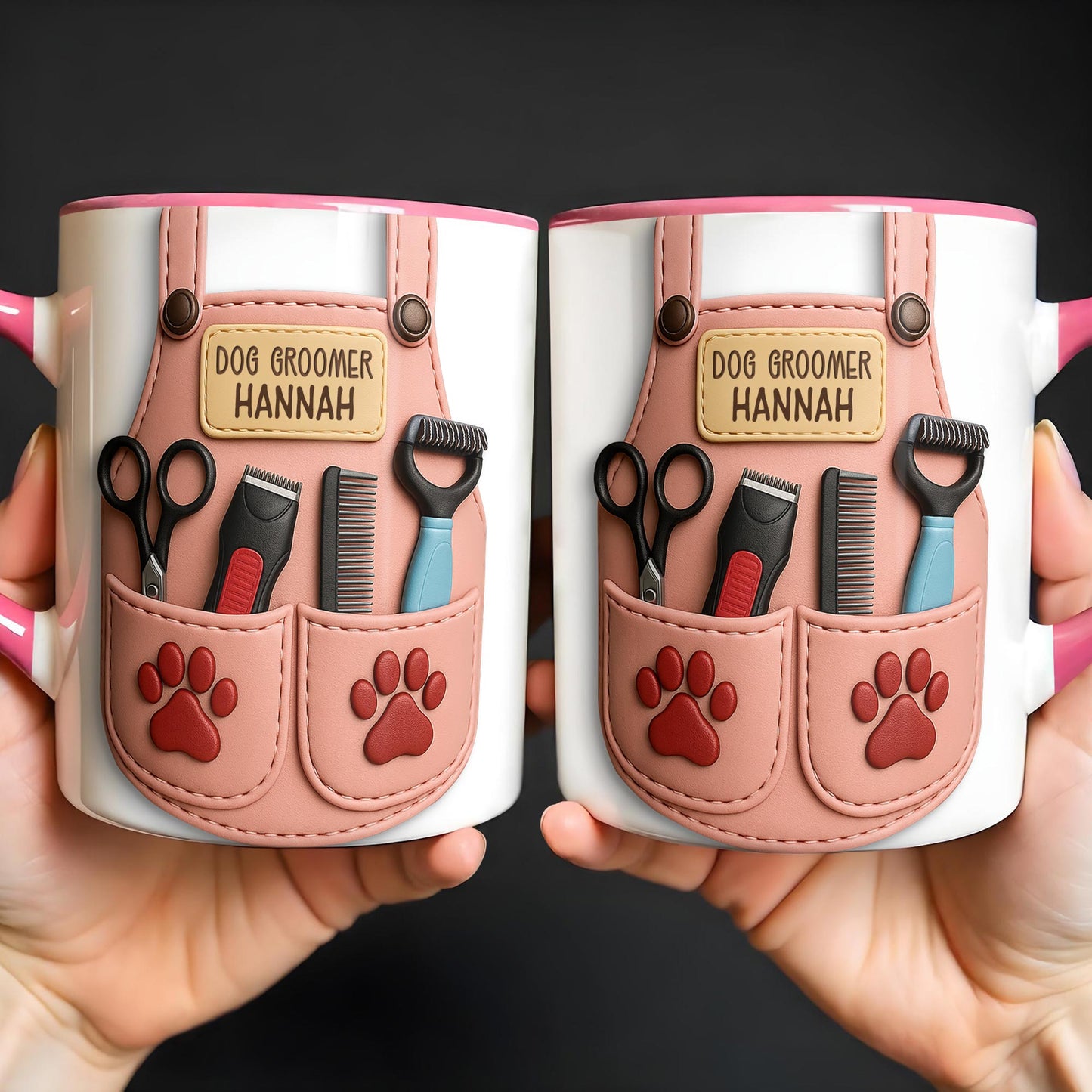 Custom Mug With Dog Grooming Tools Design - Personalized Custom Accent Mug - DOG063_AMUG