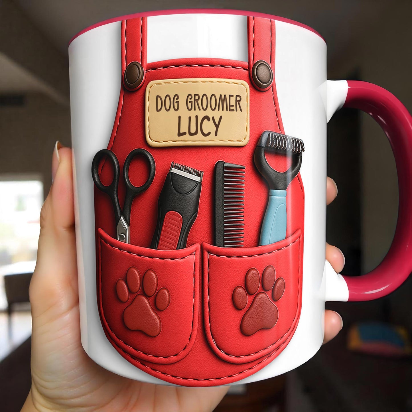 Custom Mug With Dog Grooming Tools Design - Personalized Custom Accent Mug - DOG063_AMUG