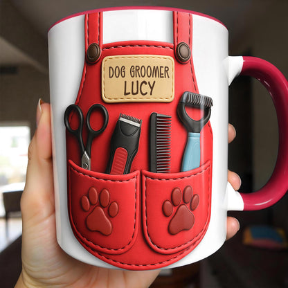 Custom Mug With Dog Grooming Tools Design - Personalized Custom Accent Mug - DOG063_AMUG