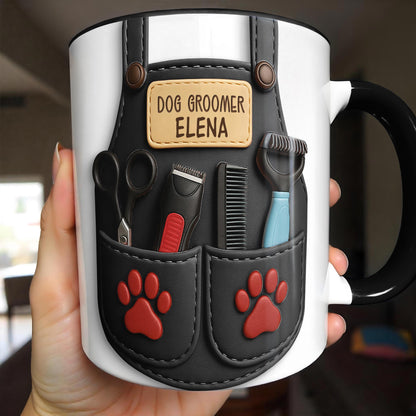 Custom Mug With Dog Grooming Tools Design - Personalized Custom Accent Mug - DOG063_AMUG