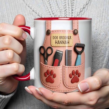 Custom Mug With Dog Grooming Tools Design - Personalized Custom Accent Mug - DOG063_AMUG