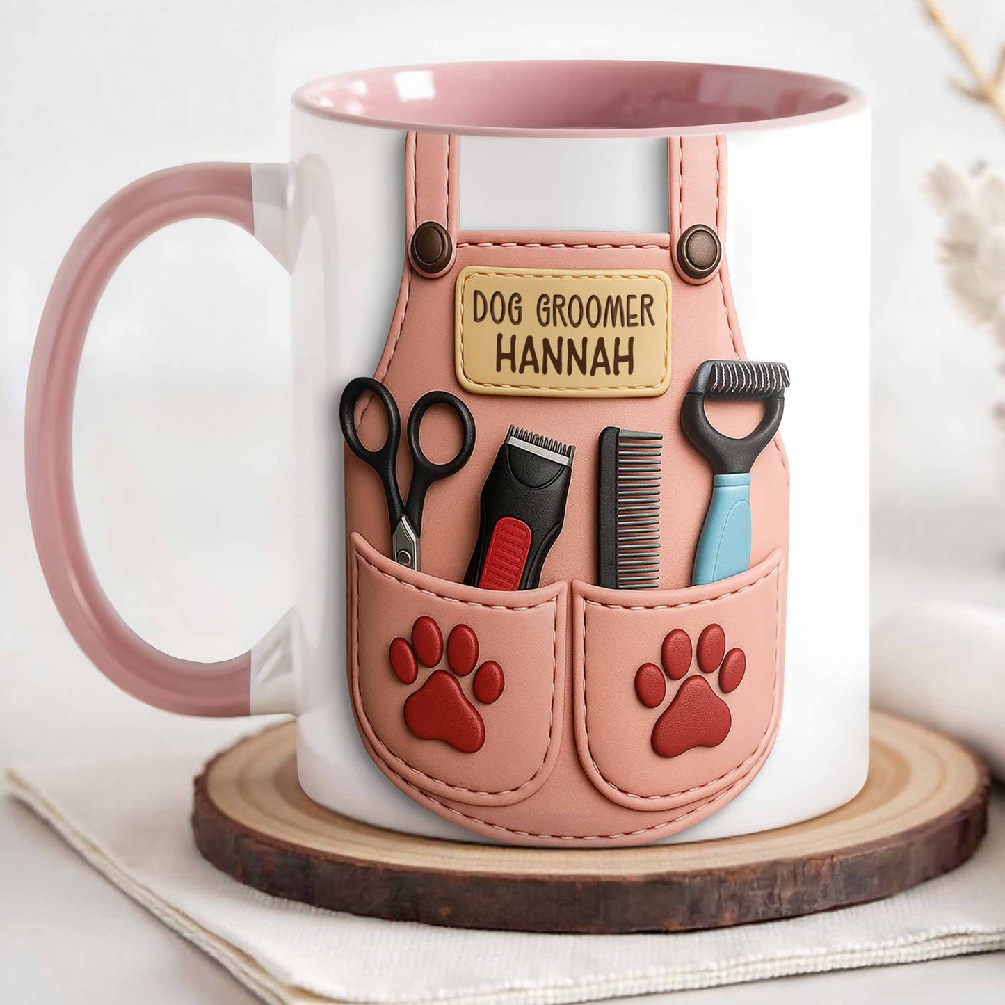 Custom Mug With Dog Grooming Tools Design - Personalized Custom Accent Mug - DOG063_AMUG