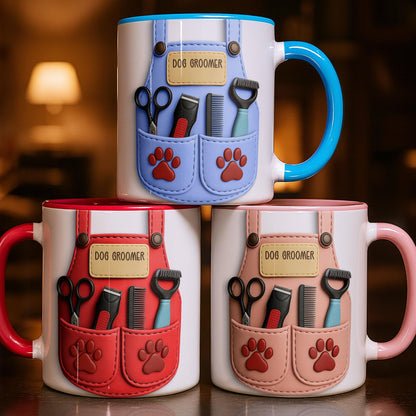 Custom Mug With Dog Grooming Tools Design - Personalized Custom Accent Mug - DOG063_AMUG