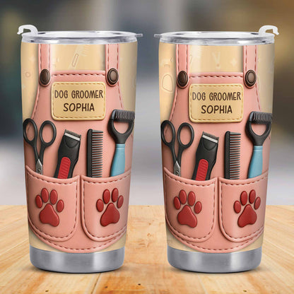 Personalized Dog Groomer Tumbler With Scissors And Combs