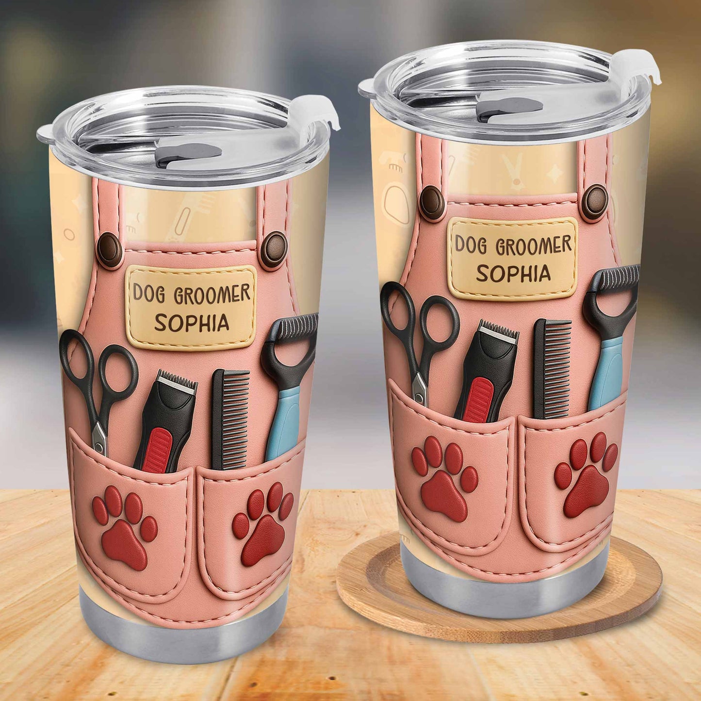 Personalized Dog Groomer Tumbler With Scissors And Combs
