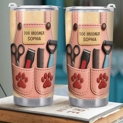 Personalized Dog Groomer Tumbler With Scissors And Combs