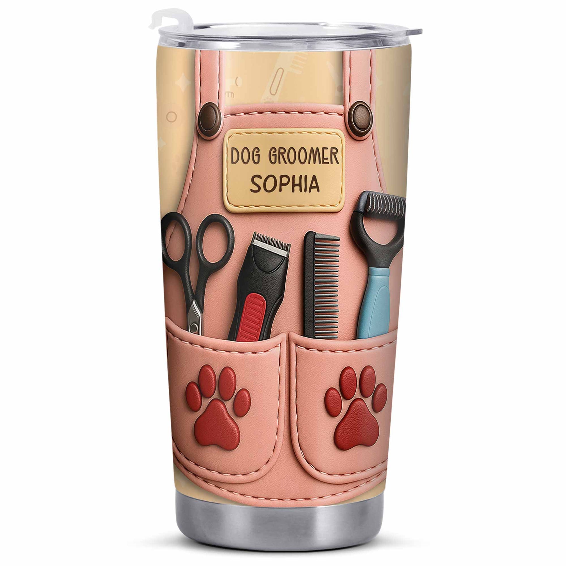 Personalized Dog Groomer Tumbler With Scissors And Combs