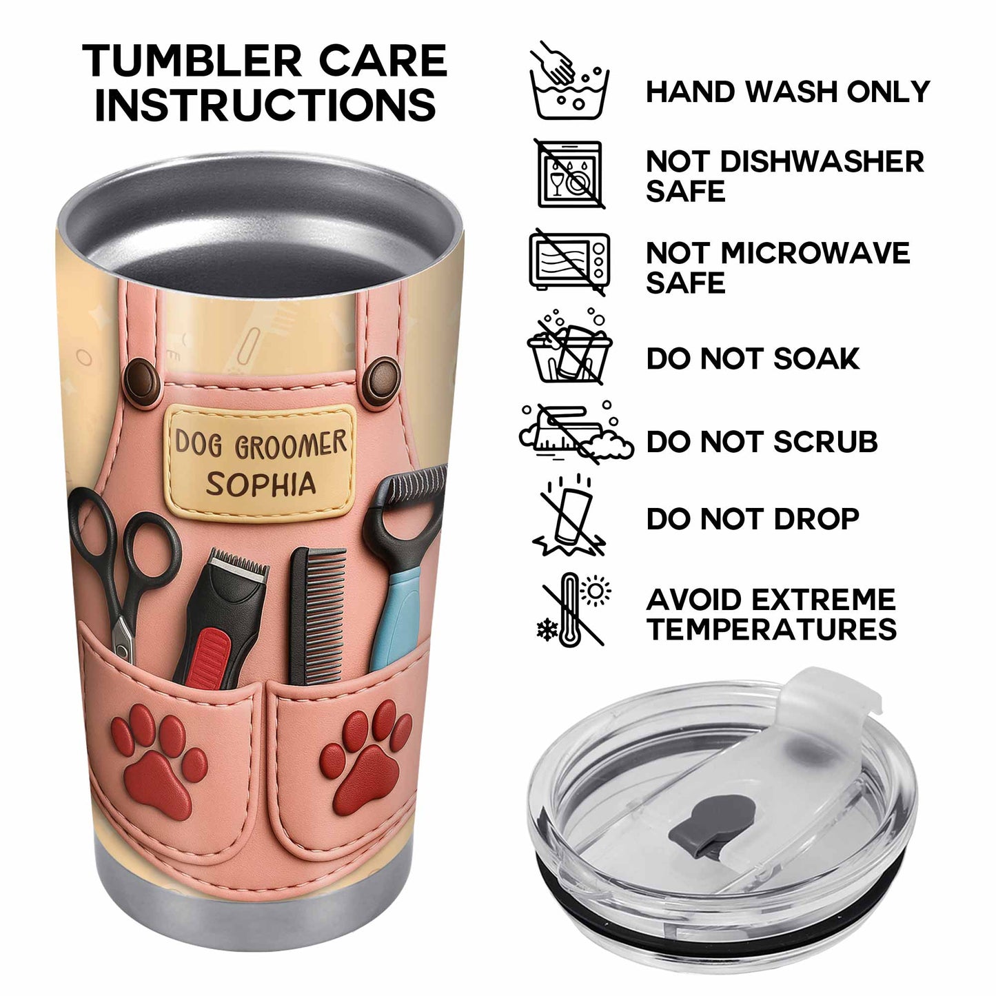 Personalized Dog Groomer Tumbler With Scissors And Combs