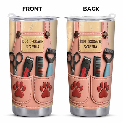 Personalized Dog Groomer Tumbler With Scissors And Combs