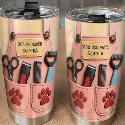 Personalized Dog Groomer Tumbler With Scissors And Combs