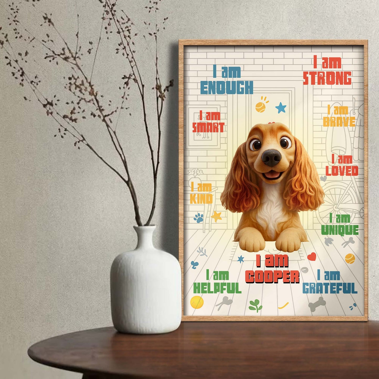 I Am Enough, I Am Strong, Brave, Loved, Unique Dog Poster