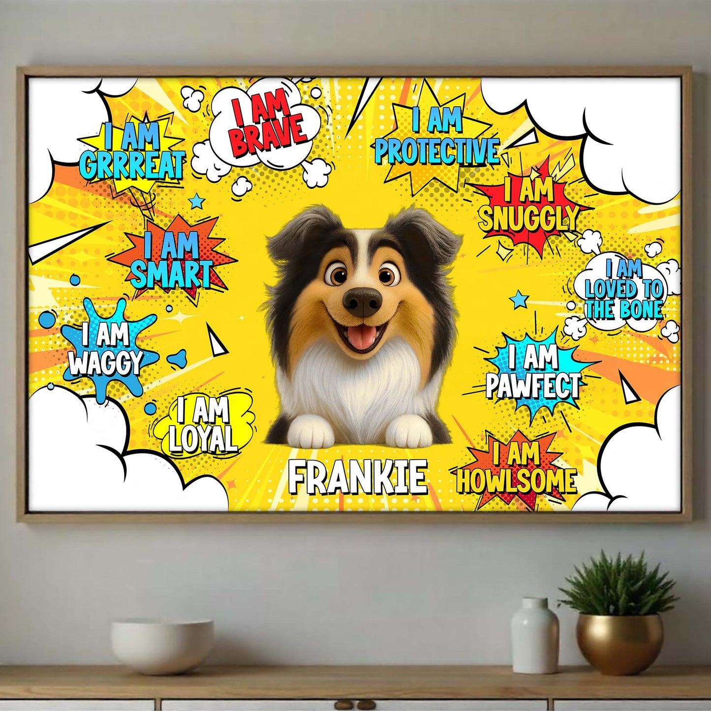 I Am Brave I Am Protective I Am Loyal, Dog & Comic Style Speech Bubbles