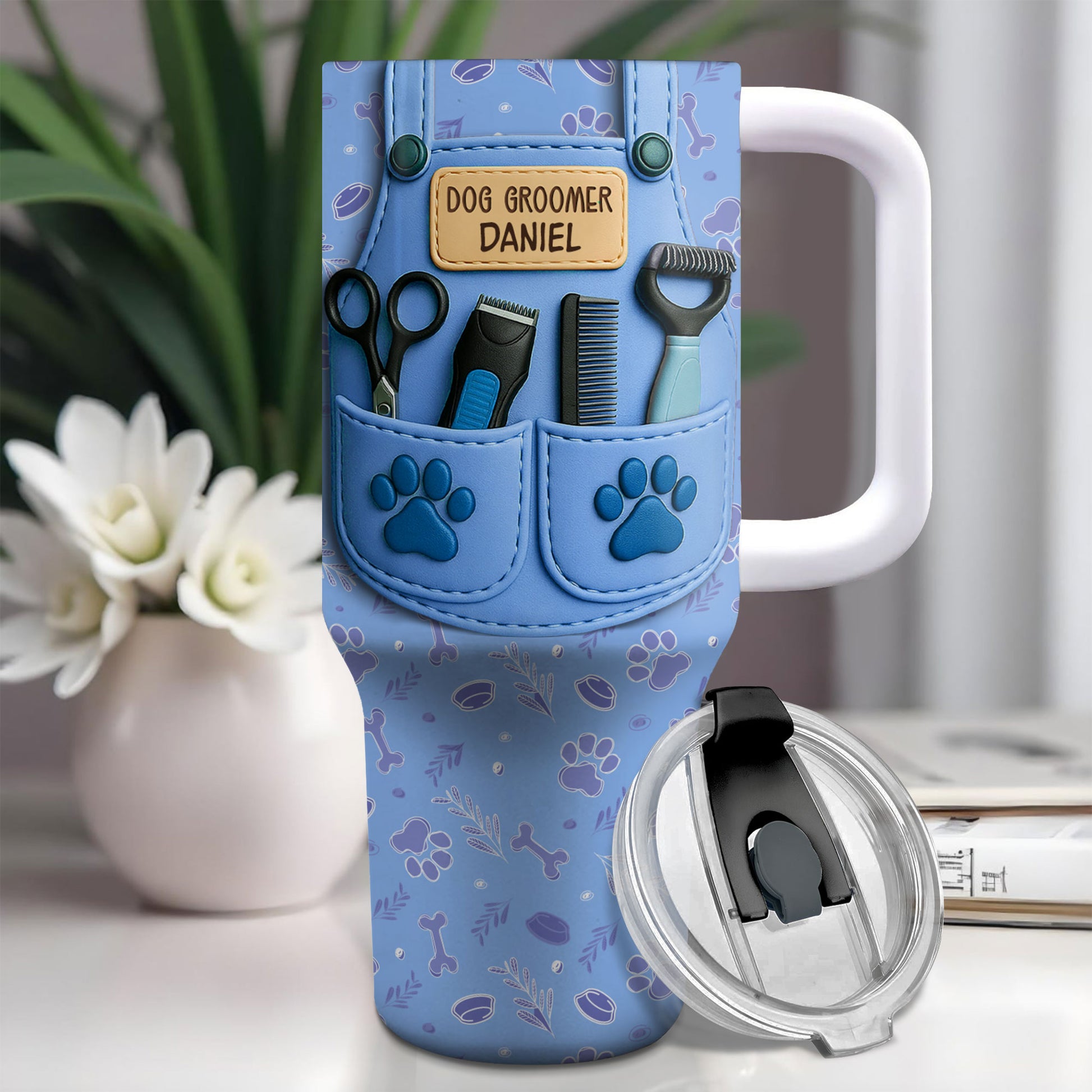 Essential Tools For A Dog Groomer With Paw Prints