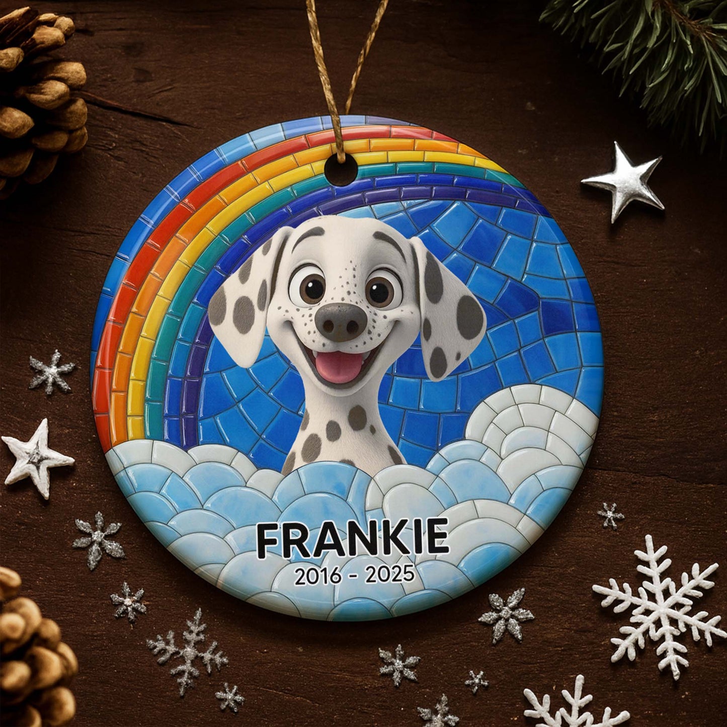 To My Beloved Pet Remembering Our Times, Rainbow Mosaic With Dalmatian