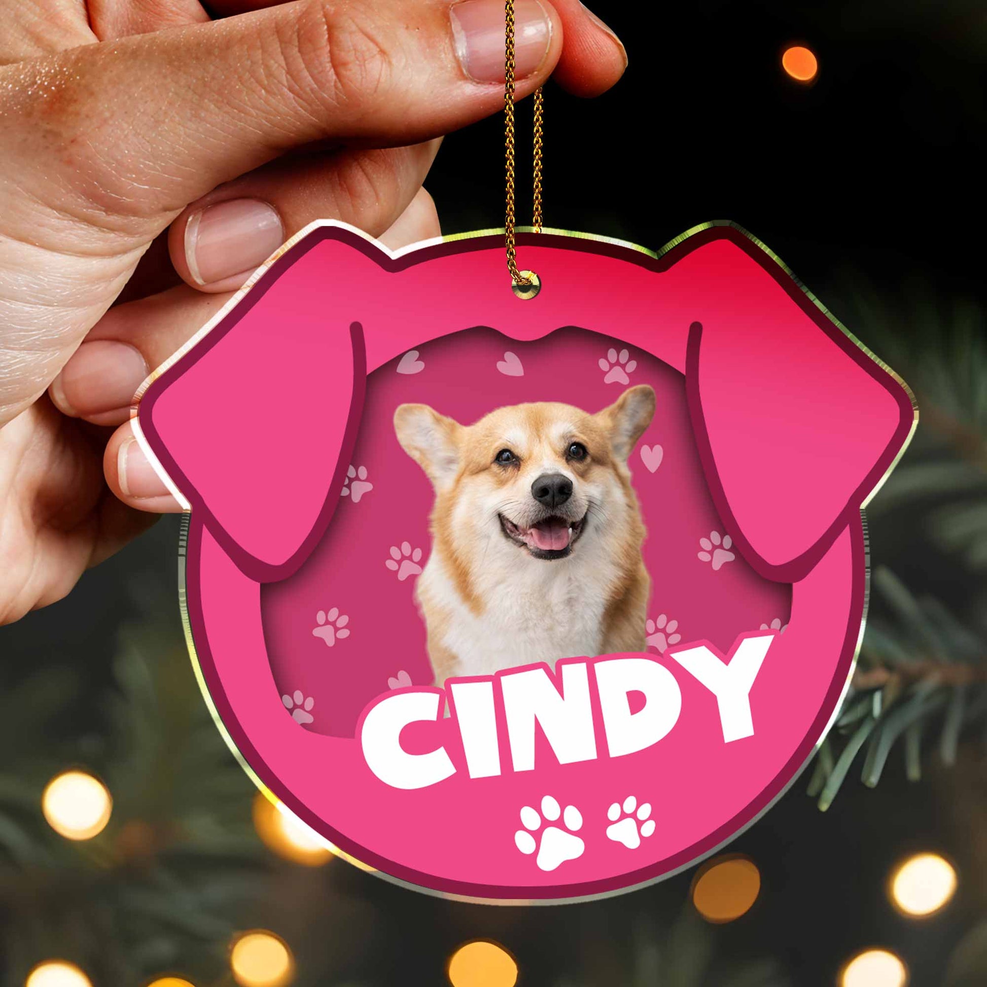 Personalized Pet Acrylic Ornament With Paw Prints