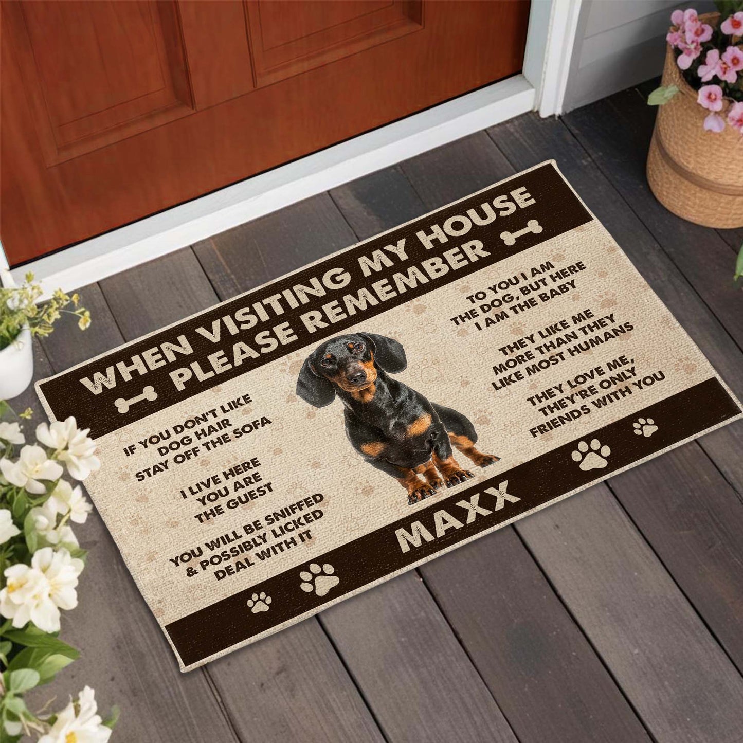 When Visiting My House Please Remember Dog Paw Prints - Personalized Custom Doormat - DOG069_DRM