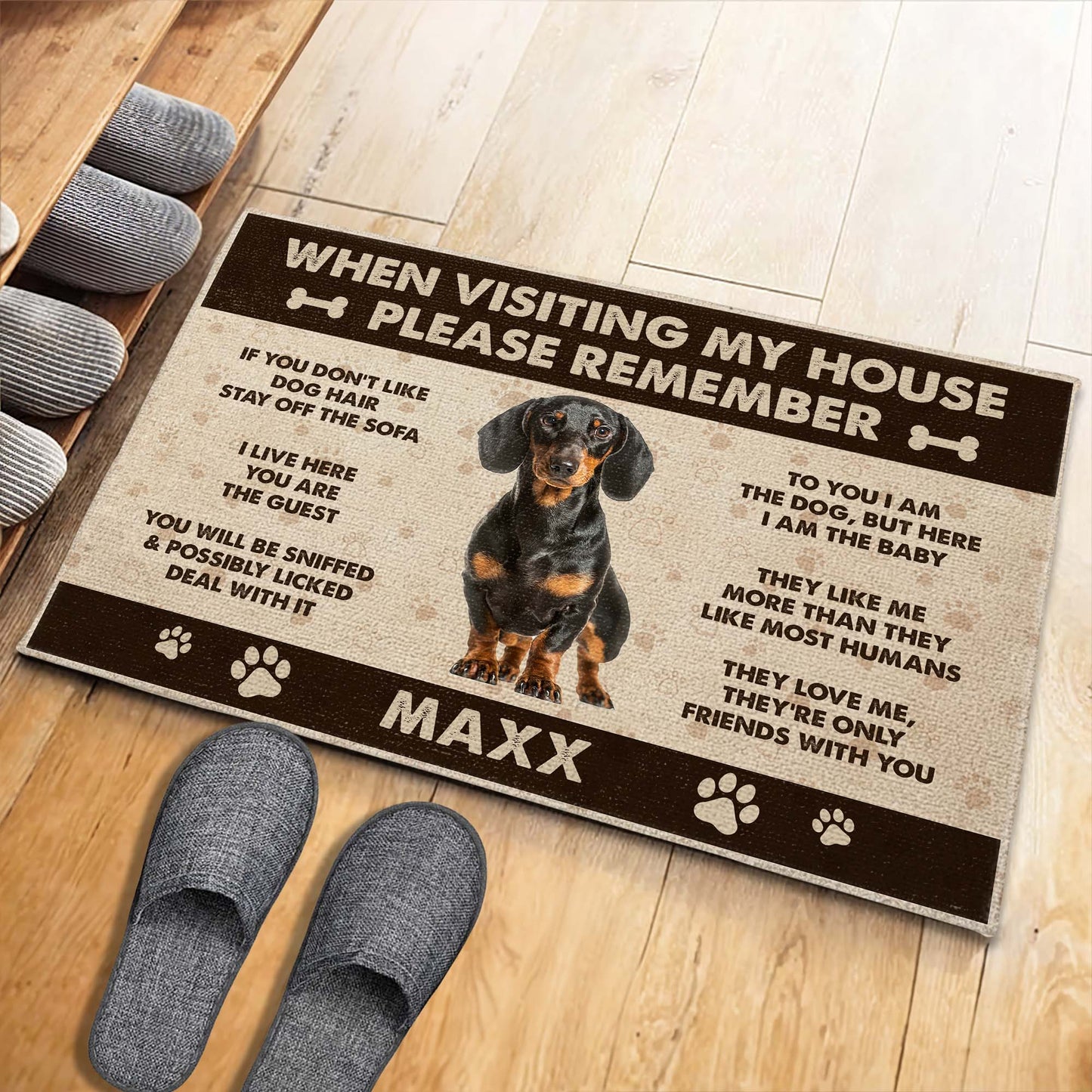When Visiting My House Please Remember Dog Paw Prints - Personalized Custom Doormat - DOG069_DRM