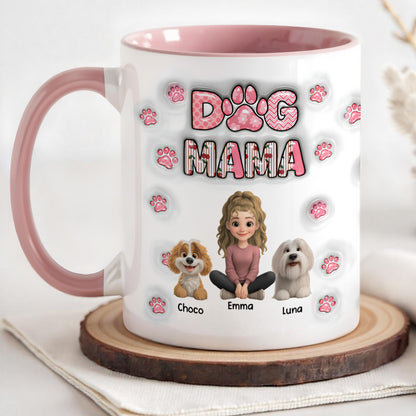 Dog Mom With Cute Cartoon Dogs and Paws Design
