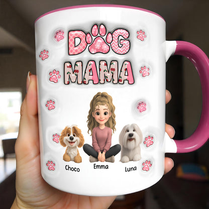 Dog Mom With Cute Cartoon Dogs and Paws Design
