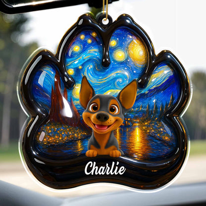 Inspired By Van Gogh's Starry Night With Cute Dog