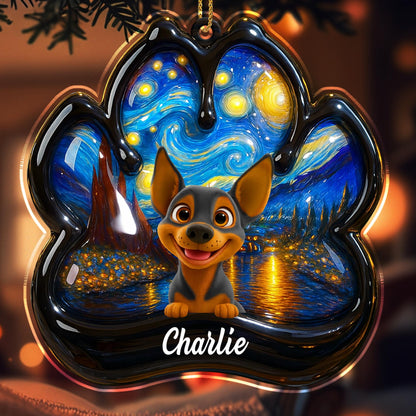 Inspired By Van Gogh's Starry Night With Cute Dog