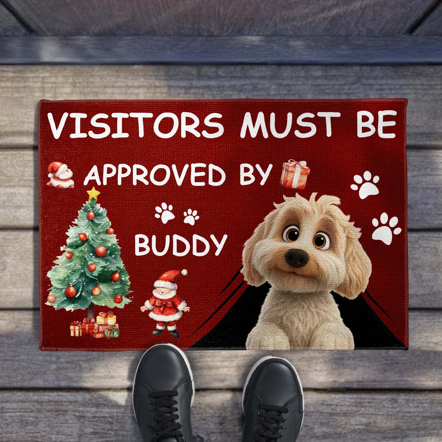 Visitors Must Be Approved By Buddy Dog and Christmas Theme