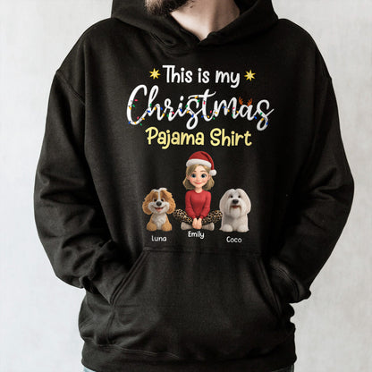 This Is My Christmas Pajama Shirt With Cartoon Girl And Dogs