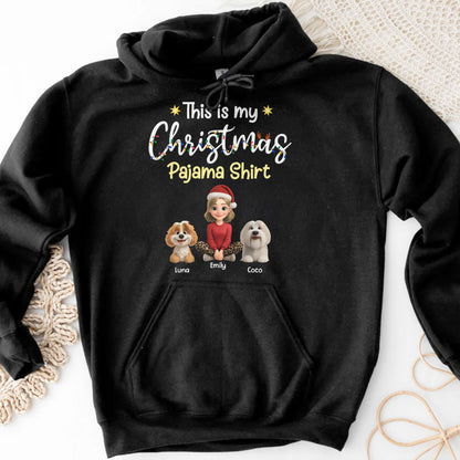 This Is My Christmas Pajama Shirt With Cartoon Girl And Dogs