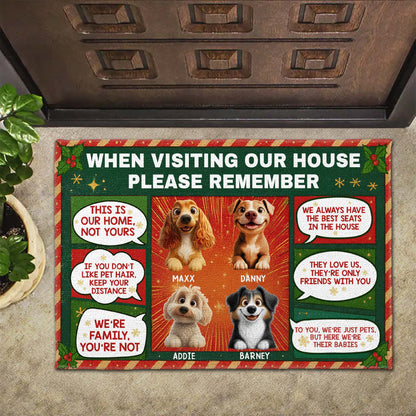 When Visiting Our House Please Remember, Dogs - Personalized Custom Doormat - DOG077_DRM