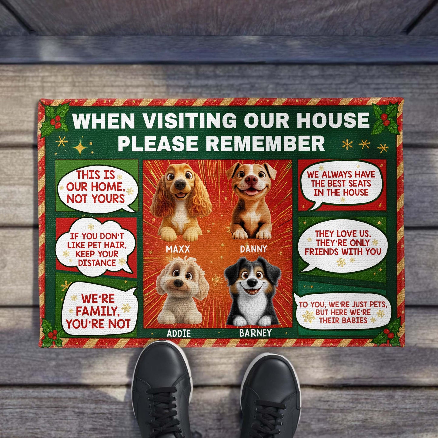 When Visiting Our House Please Remember, Dogs - Personalized Custom Doormat - DOG077_DRM