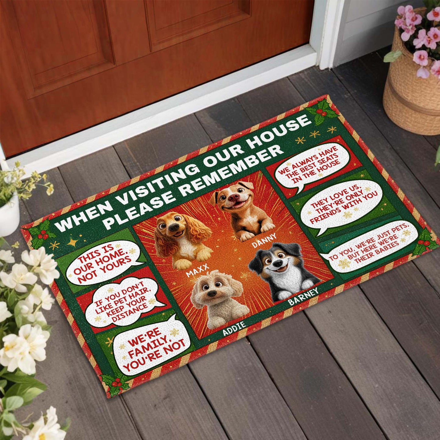 When Visiting Our House Please Remember, Dogs - Personalized Custom Doormat - DOG077_DRM