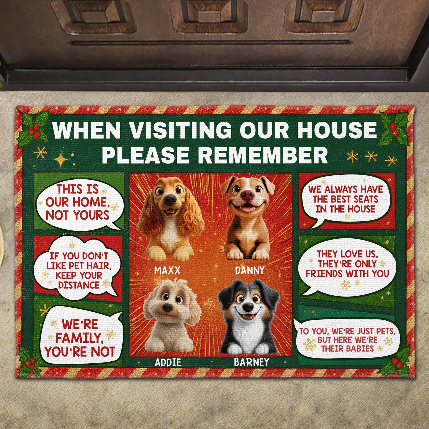 When Visiting Our House Please Remember, Dogs - Personalized Custom Doormat - DOG077_DRM