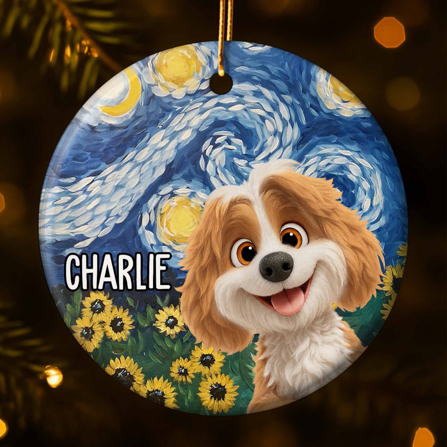 Celebrate Your Furry Friend Dog And Sunflowers Ornament