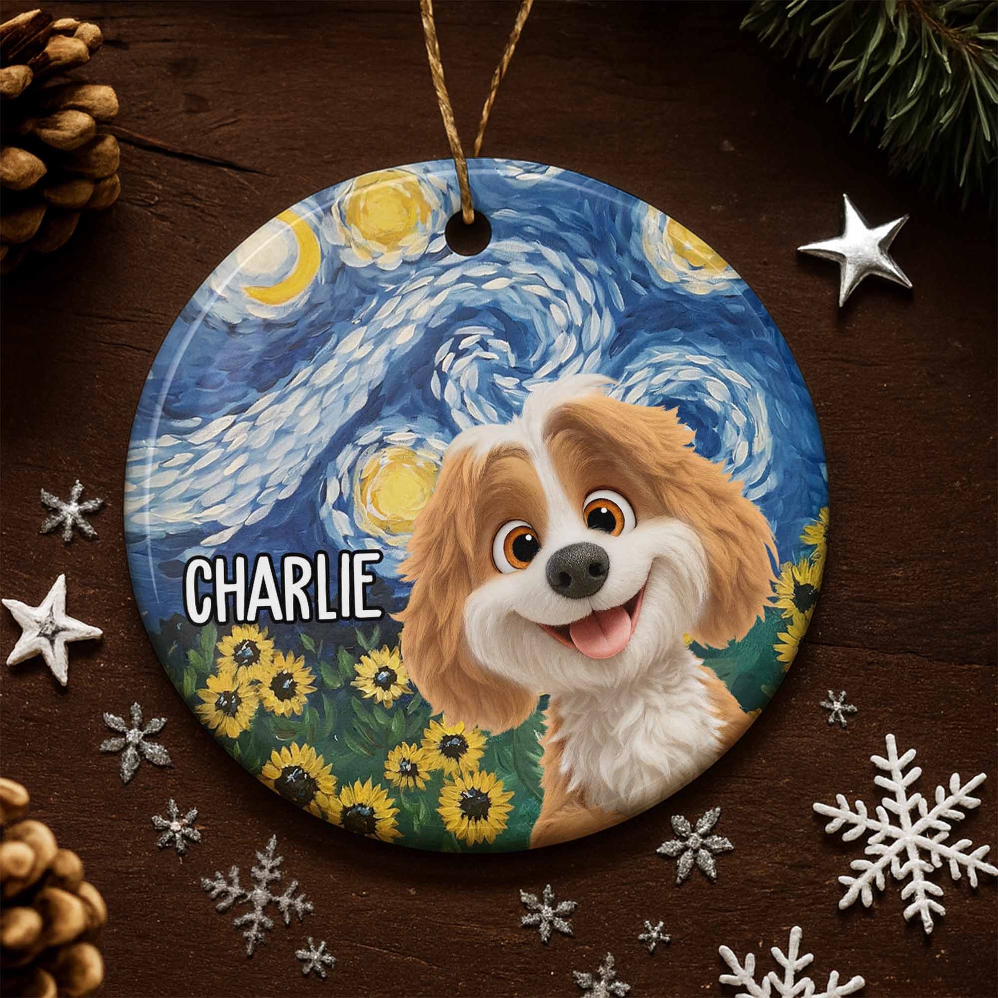Celebrate Your Furry Friend Dog And Sunflowers Ornament