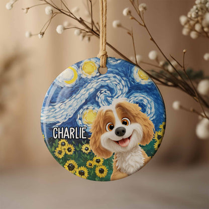 Celebrate Your Furry Friend Dog And Sunflowers Ornament