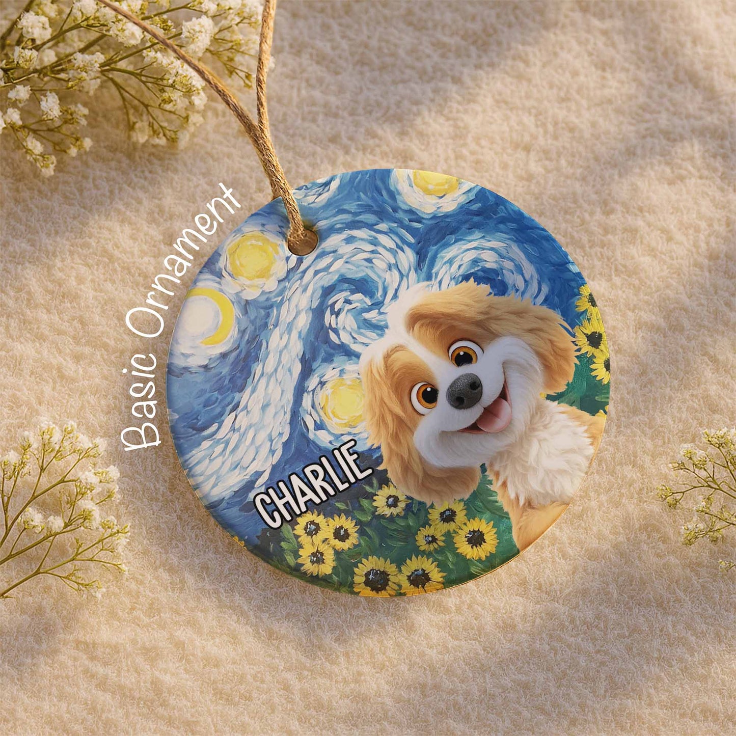 Celebrate Your Furry Friend Dog And Sunflowers Ornament