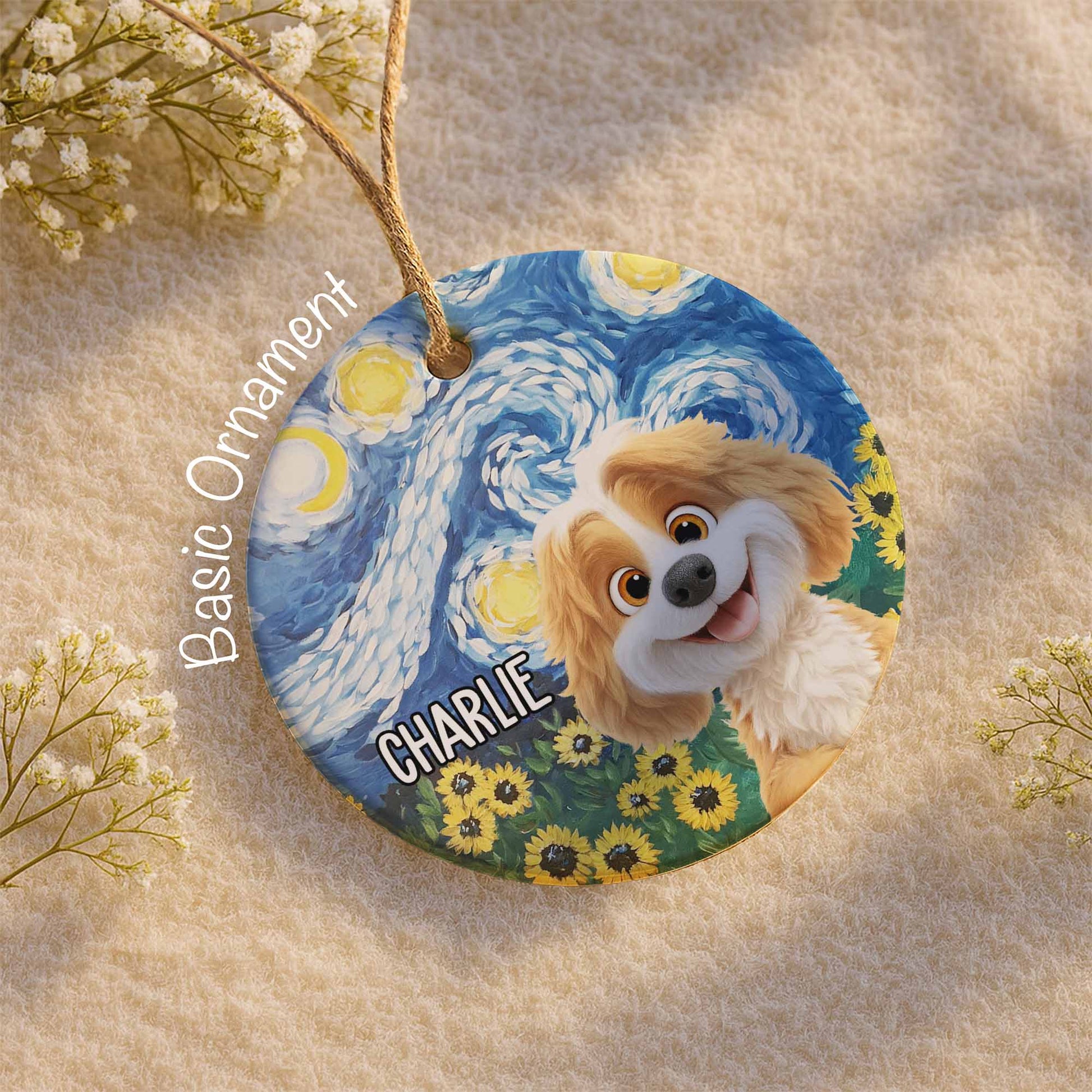 Celebrate Your Furry Friend Dog And Sunflowers Ornament