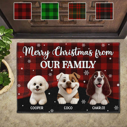 Merry Christmas From Our Family, Dogs And Plaid Design