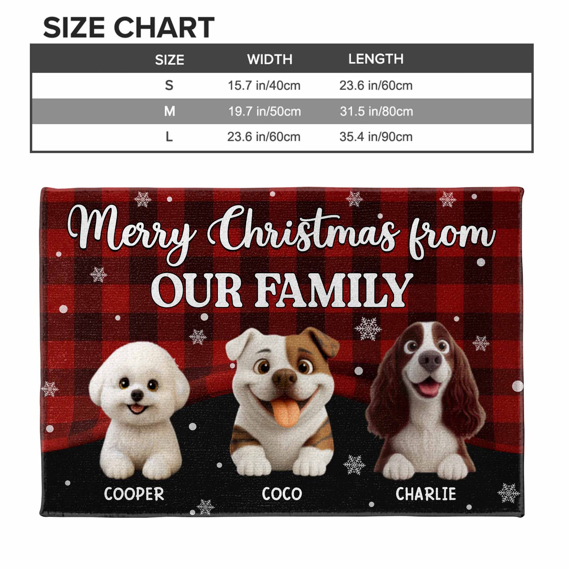 Merry Christmas From Our Family, Dogs And Plaid Design
