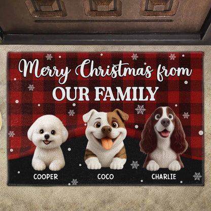 Merry Christmas From Our Family, Dogs And Plaid Design