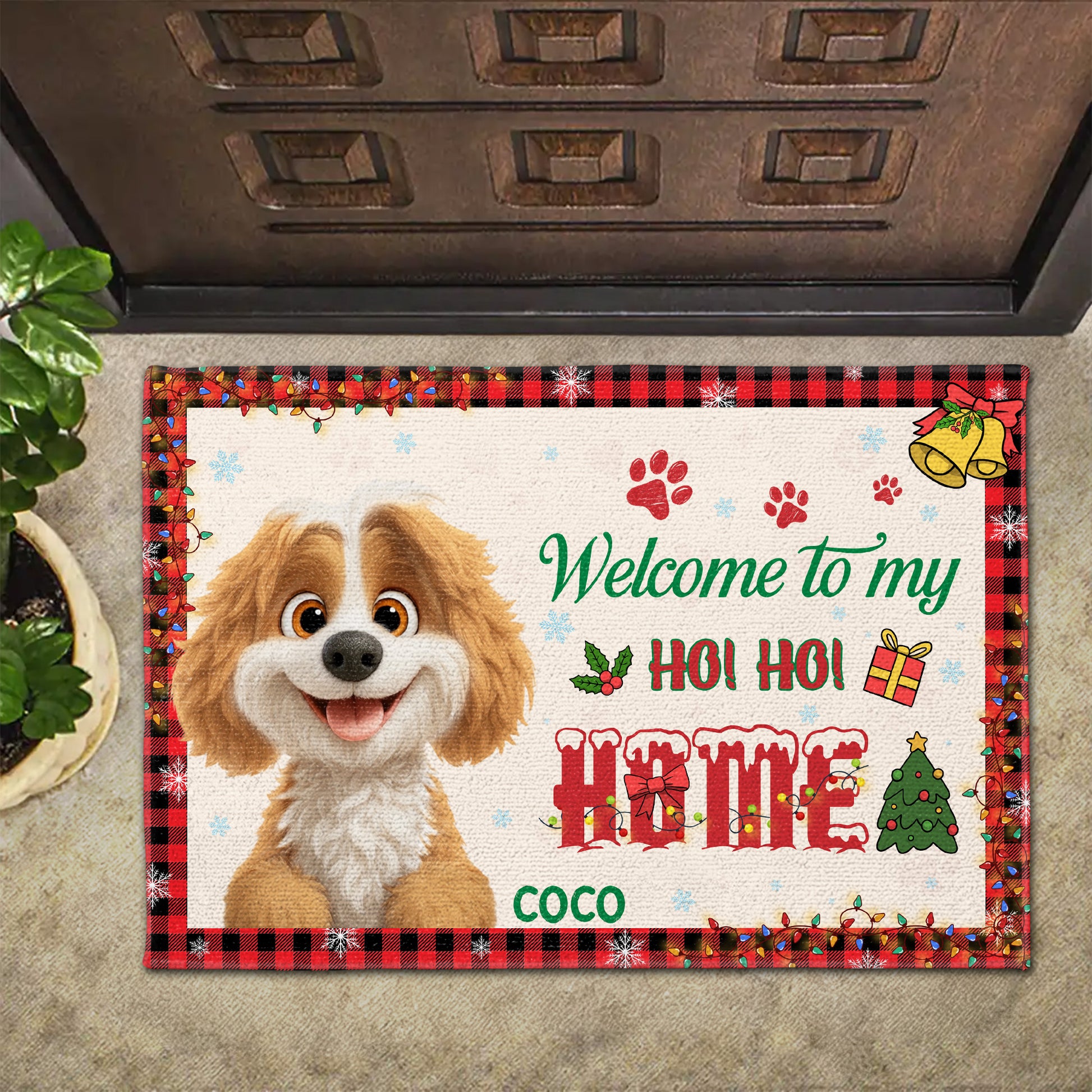Welcome To My Ho Ho Home With Dog And Christmas Cheer