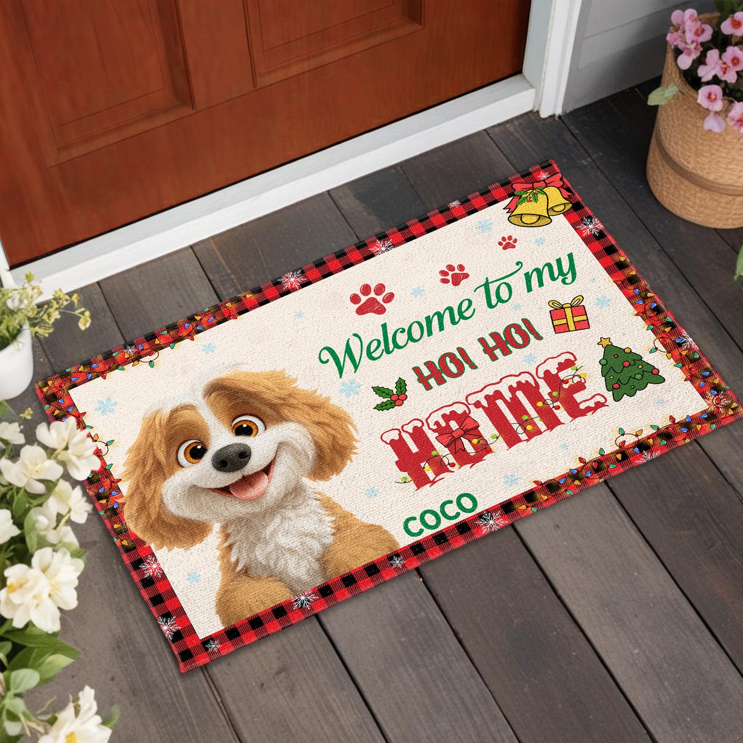 Welcome To My Ho Ho Home With Dog And Christmas Cheer