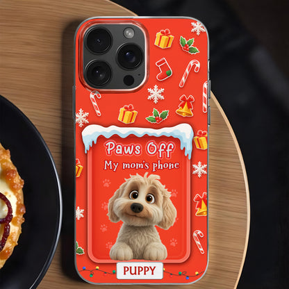 Paws Off Our Mom's Phone With Puppy And Holiday Decor - Personalized Clear Phone Case - DOG084_PHC