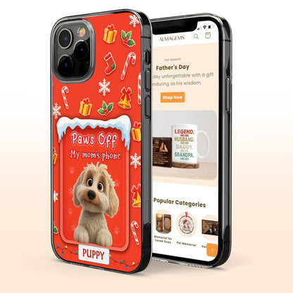 Paws Off Our Mom's Phone With Puppy And Holiday Decor - Personalized Clear Phone Case - DOG084_PHC