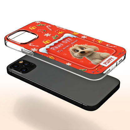 Paws Off Our Mom's Phone With Puppy And Holiday Decor - Personalized Clear Phone Case - DOG084_PHC